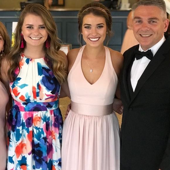 WHITE BY VERA WANG V-Neck Halter Gown with Sash - Picture 3 of 6